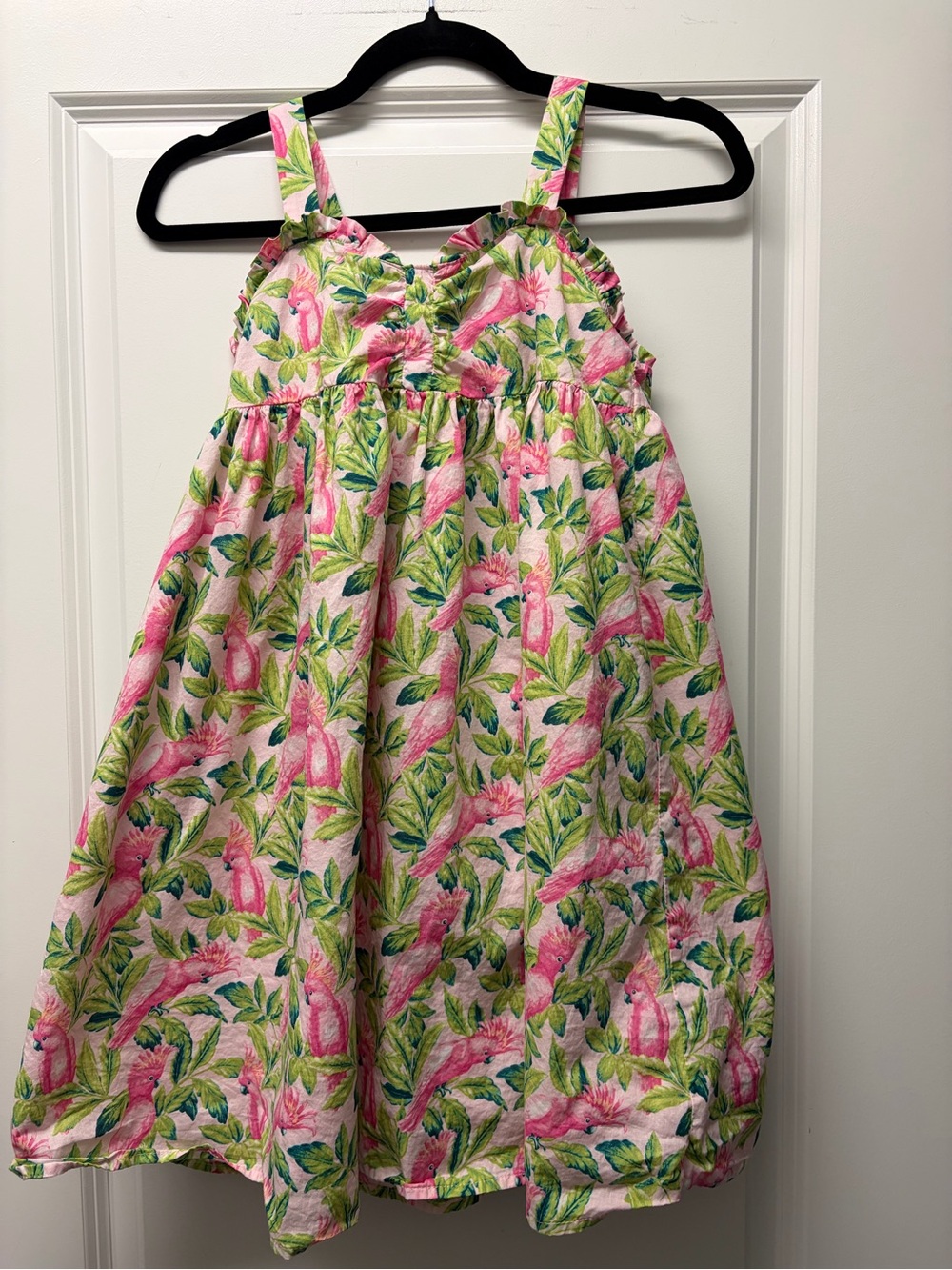 Janie and Jack Pink Tropical Bird Parrot Print Sundress